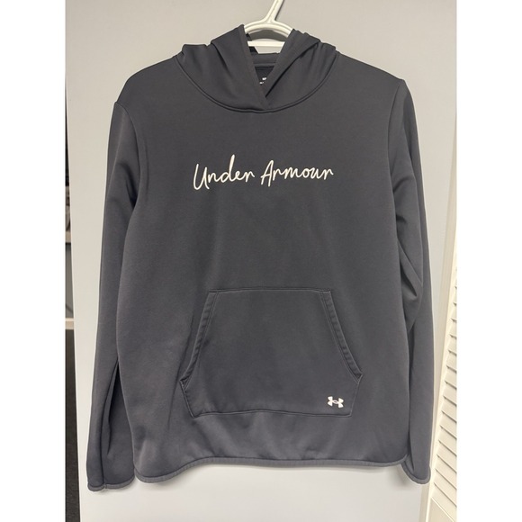 Under Armour Women's Fleece Script Pullover Hoodie-‎ Black- Medium - Picture 2 of 8